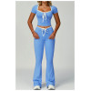 Custom yoga flared pants | Factory wholesale contrast color hemming flared pants custom fabric