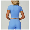 Custom yoga tops |Factory direct sales contrast color hemming V-neck slim fit yoga tops for fitness