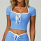 Custom yoga tops |Factory direct sales contrast color hemming V-neck slim fit yoga tops for fitness