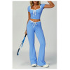 Custom yoga tops |Factory direct sales contrast color hemming V-neck slim fit yoga tops for fitness