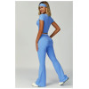 Custom yoga sets |Factory direct sales contrast color hemming fitness clothes flared slim yoga suit