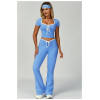Custom yoga sets |Factory direct sales contrast color hemming fitness clothes flared slim yoga suit
