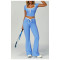 Custom yoga sets |Factory direct sales contrast color hemming fitness clothes flared slim yoga suit