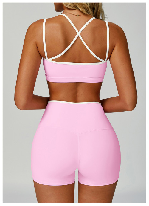 Custom Yoga sets | Factory Contrast Color Hemming Sports Yoga Suit Manufacturer