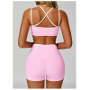 Custom Yoga sets | Factory Contrast Color Hemming Sports Yoga Suit Manufacturer