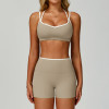Custom Yoga sets | Factory Contrast Color Hemming Sports Yoga Suit Manufacturer
