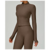 Custom Slim Fit Yoga Jacket | Wholesale Threaded Stand Collar Yoga Jacket Fitness Manufacturer