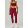 Custom Yoga sets| factory hollowed-out beautiful back yoga sets for high waist tights for fitness