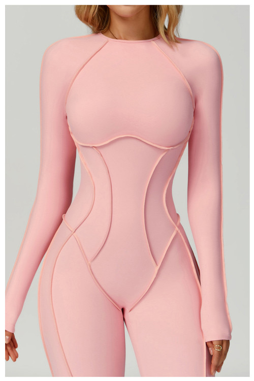 Custom jumpsuits|Factory wholesale sanded contrast color yoga jumpsuit tight sports fitness clothes