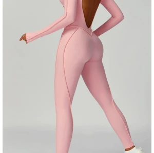 Custom jumpsuits|Factory wholesale sanded contrast color yoga jumpsuit tight sports fitness clothes