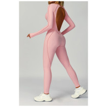 Custom jumpsuits|Factory wholesale sanded contrast color yoga jumpsuit tight sports fitness clothes