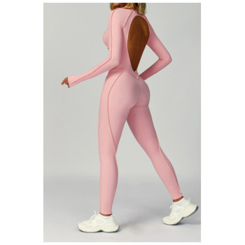 Custom jumpsuits|Factory wholesale sanded contrast color yoga jumpsuit tight sports fitness clothes
