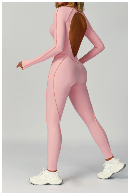 Custom jumpsuits|Factory wholesale sanded contrast color yoga jumpsuit tight sports fitness clothes