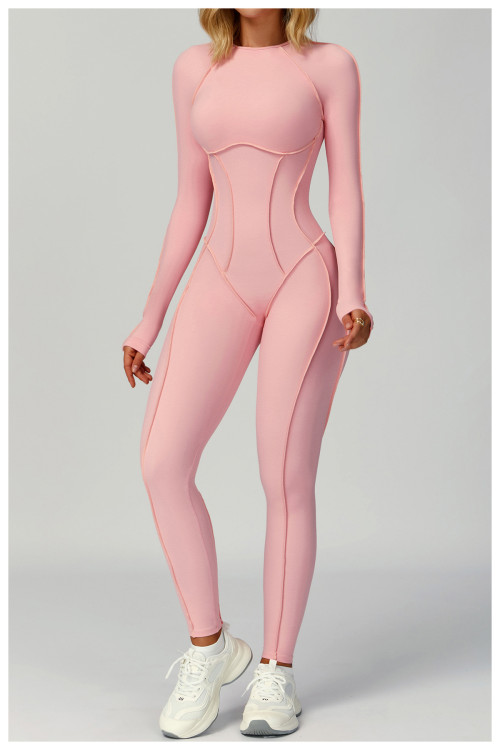 Custom jumpsuits|Factory wholesale sanded contrast color yoga jumpsuit tight sports fitness clothes