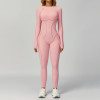 Custom jumpsuits|Factory wholesale sanded contrast color yoga jumpsuit tight sports fitness clothes