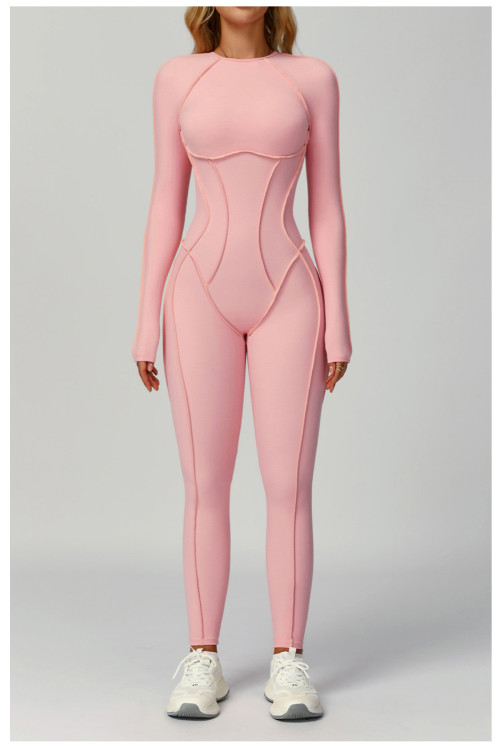 Custom jumpsuits|Factory wholesale sanded contrast color yoga jumpsuit tight sports fitness clothes