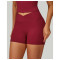 Custom high waist yoga shorts | Factory cross waist tight yoga pants outdoor running cycling