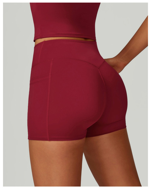 Custom high waist yoga shorts | Factory cross waist tight yoga pants outdoor running cycling