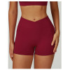 Custom high waist yoga shorts | Factory cross waist tight yoga pants outdoor running cycling