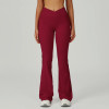 Custom high waist flared pants |Factory wholesale cross waist wide leg flared pants outdoor leisure