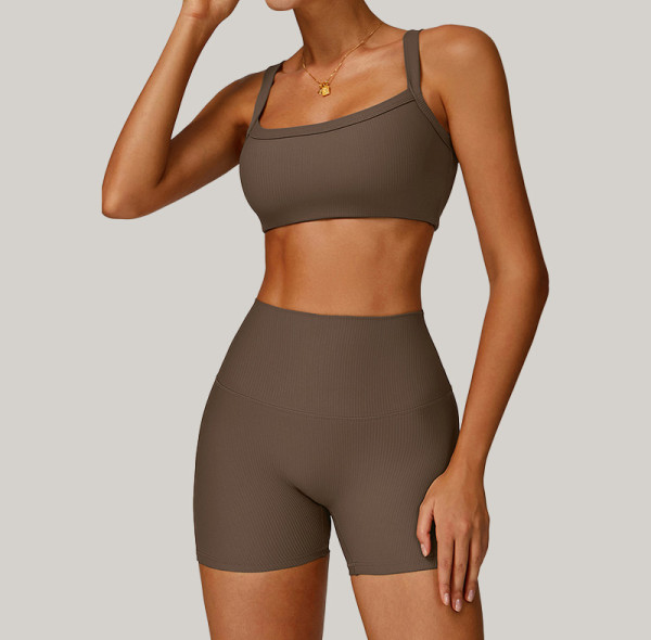 Custom Yoga Sets | Factory Wholesale Running Fitness Threaded Yoga Set High Waist Tight