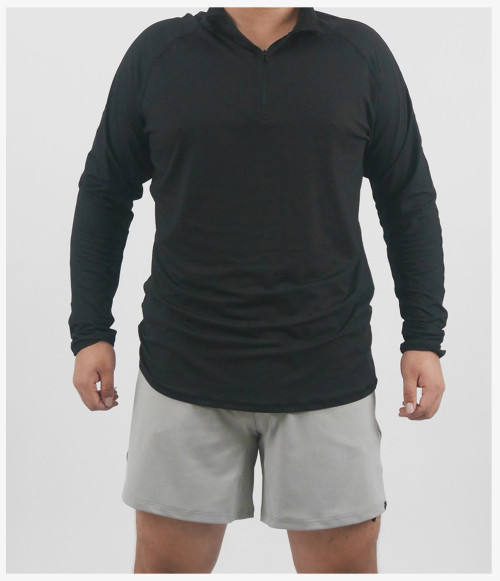 Custom Fitness Long Sleeves | Factory Men's Quick-Drying Zipper Long Sleeve T-Shirts for Running