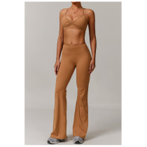 Custom Yoga Sets | Factory Wholesale High-Waisted Yoga Flared Pants Set for Quick-Drying Running