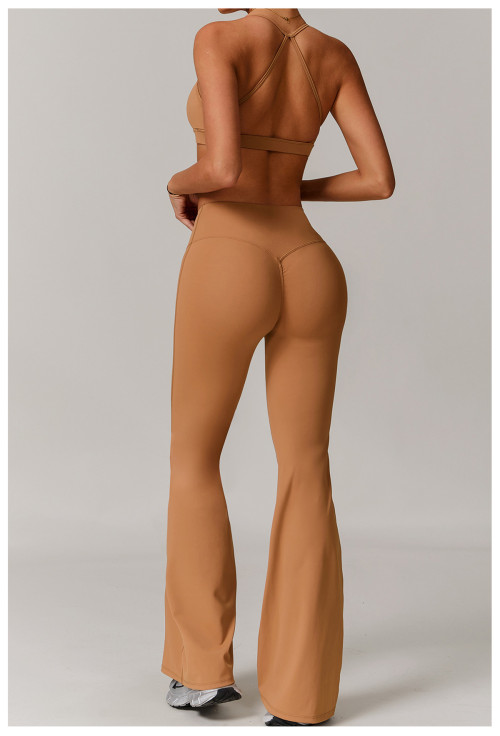 Custom Yoga Sets | Factory Wholesale High-Waisted Yoga Flared Pants Set for Quick-Drying Running