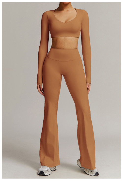 Custom Yoga Sets | Factory Wholesale High-Waisted, Long-Sleeved Yoga Suits for Running and Fitness