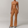 Custom Yoga Sets | Factory Wholesale High-Waisted Yoga Flared Pants Set for Quick-Drying Running