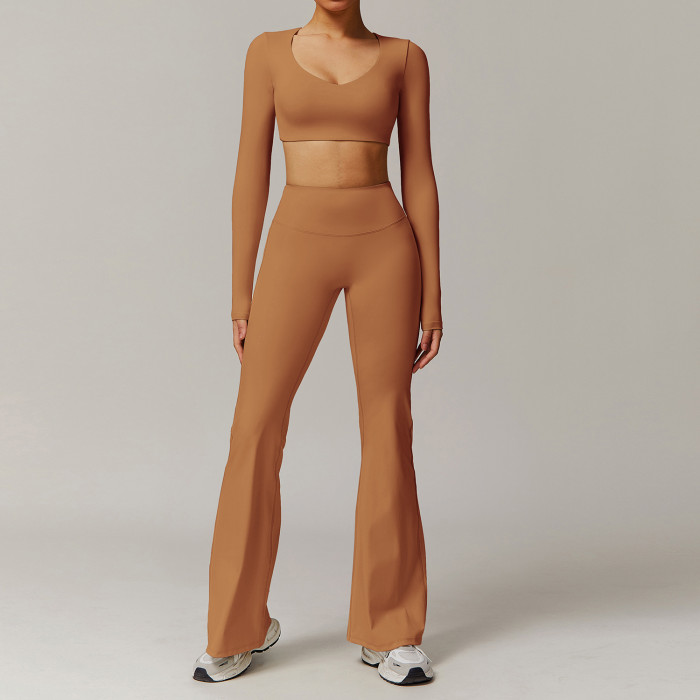 Custom Yoga Sets | Factory Wholesale High-Waisted, Long-Sleeved Yoga Suits for Running and Fitness