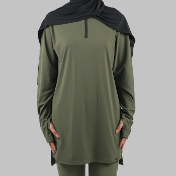 Custom Modest Active wear | Factory Direct Muslim solid color zipper long sleeves diverse