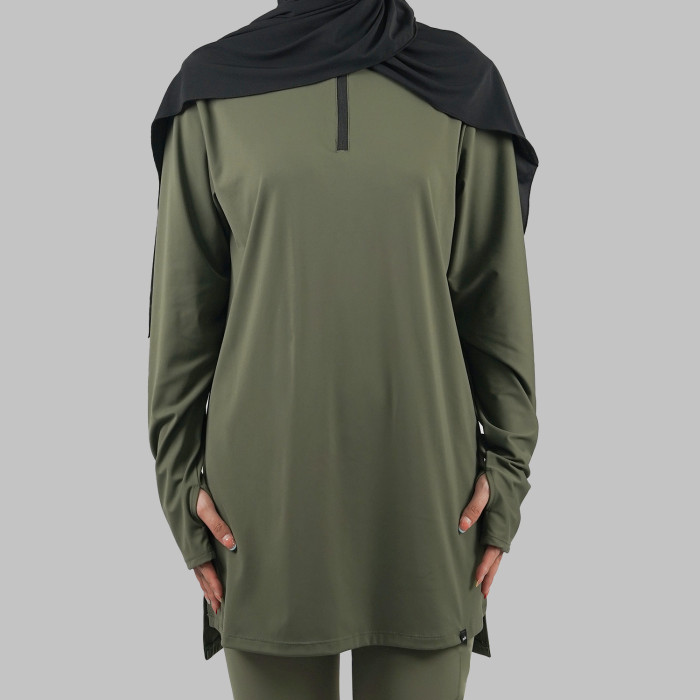 Custom Modest Active wear | Factory Direct Muslim solid color zipper long sleeves diverse
