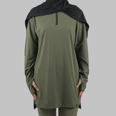 Custom Modest Active wear | Factory Direct Muslim solid color zipper long sleeves diverse