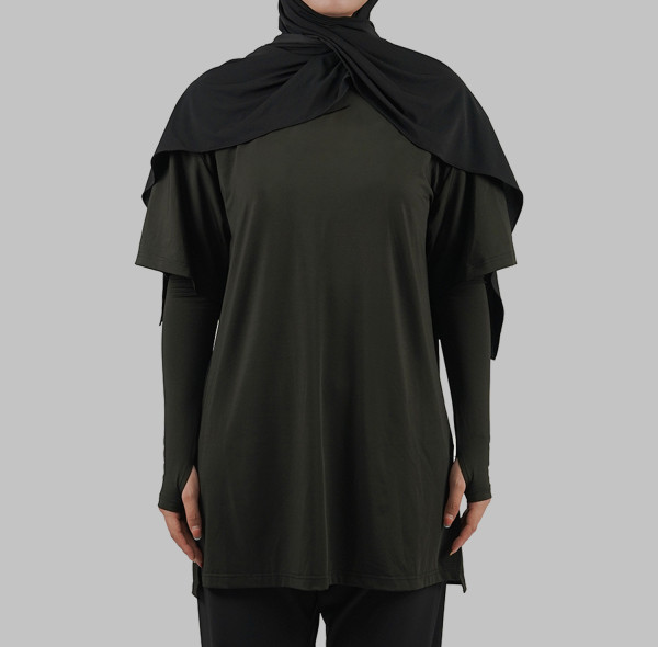 Custom Modest Active wear | Factory direct sales Muslim solid color finger button long sleeve style
