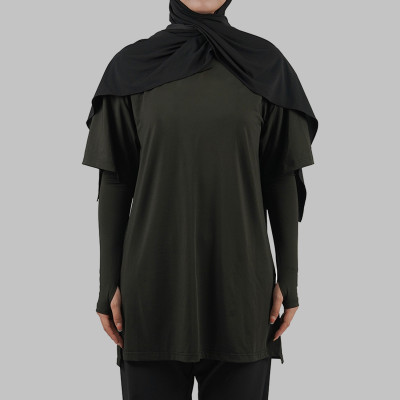Custom Modest Active wear | Factory direct sales Muslim solid color finger button long sleeve style