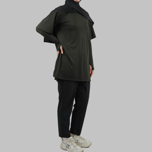 Custom Modest Active wear | Factory direct sales Muslim solid color finger button long sleeve style