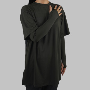 Custom Modest Active wear | Factory direct sales Muslim solid color finger button long sleeve style