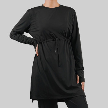Custom Modest Active wear| Manufacturers customize Muslim drawstring tops simple and modern
