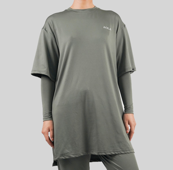 Custom Modest Active wear|Muslim long-sleeved top with finger buckle, soft and durable