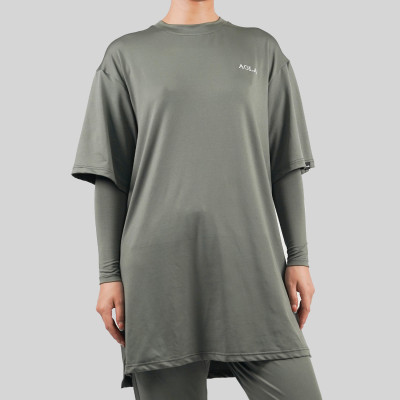 Custom Modest Active wear|Muslim long-sleeved top with finger buckle, soft and durable