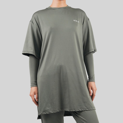 Custom Modest Active wear|Muslim long-sleeved top with finger buckle, soft and durable