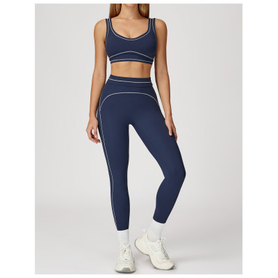 Custom Yoga Sports Bra|Wholesale Contrast Brushed Yoga Bra with U-Shaped Backs for Running Fitness