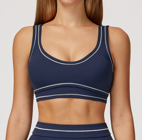 Custom Yoga Sports Bra|Wholesale Contrast Brushed Yoga Bra with U-Shaped Backs for Running Fitness
