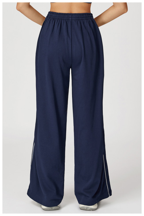 Custom sports sweatpants|Wholesale contrast-color loose-fitting high-waisted sweatpants with pockets