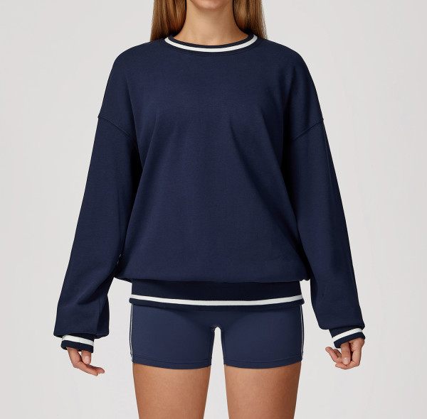 Custom long-sleeved sweatshirt |Factory wholesale autumn contrast color loose round neck sweatshirt