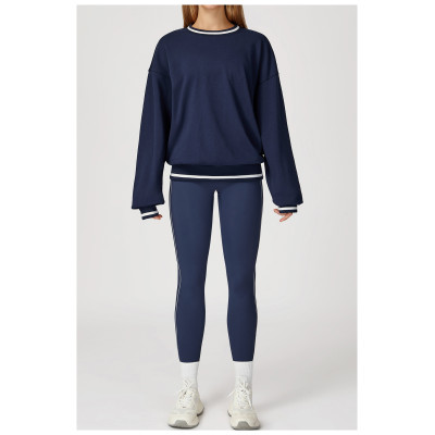 Custom long-sleeved sweatshirt |Factory wholesale autumn contrast color loose round neck sweatshirt