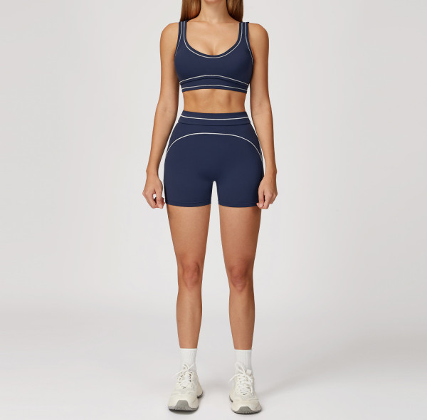 Custom Yoga Sets | Factory wholesale sanded contrast color yoga suit fitness running