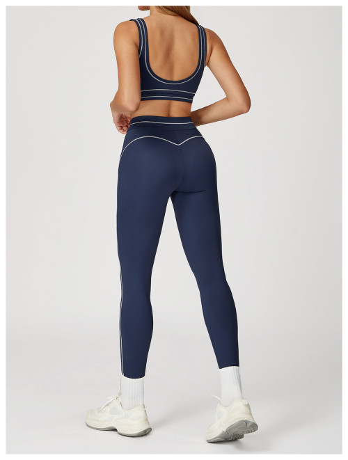 Custom Yoga Sets | Factory wholesale sanded contrast color yoga leggings suit fitness running