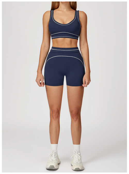 Custom Yoga Sets | Factory wholesale sanded contrast color yoga suit fitness running